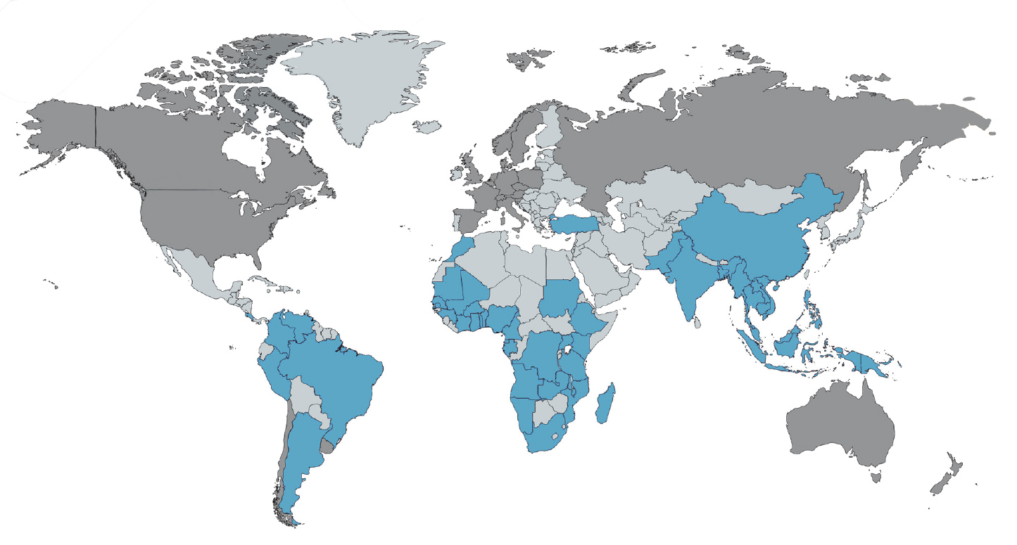 Map of the worldwide collaboration network of the Wellcome Sanger Institute Parasites and Microbes research programme